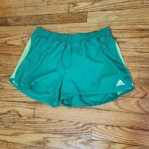 Adidas Green Athletic Running Shorts with Liner